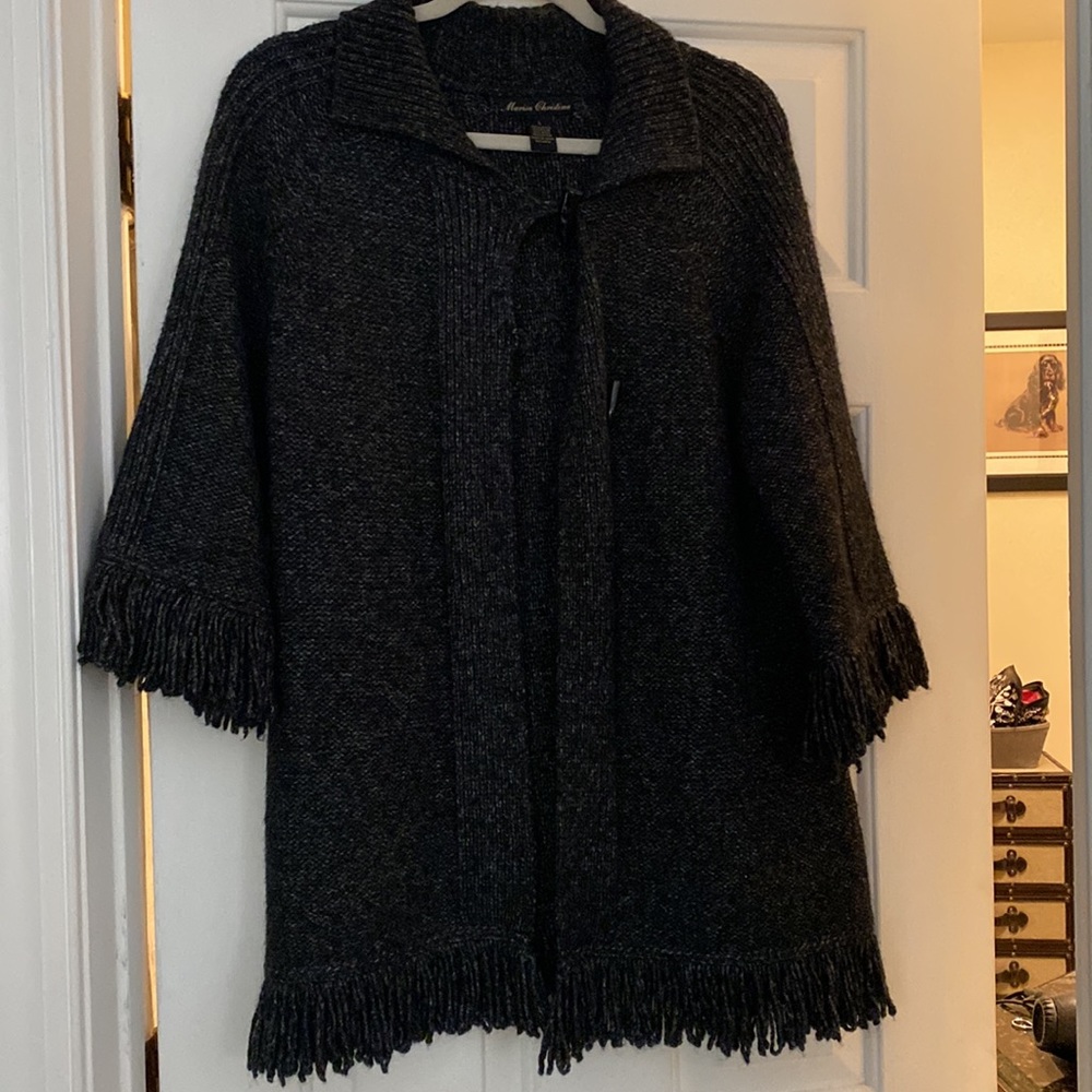 Women’s cardigan style sweater with toggle buttons, dark grey, size L